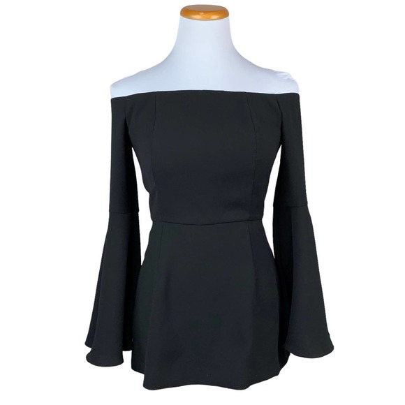 Iris & Ink Blouse Off Shoulder Black Long Bell Sleeves Formal Women’s US 6 - Picture 1 of 9